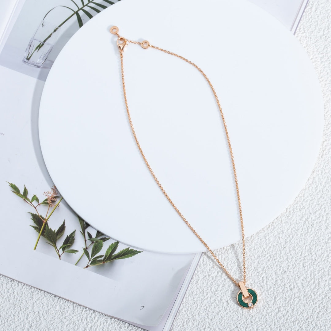 [Clover Jewelrys]GARI NECKLACE PINK GOLD MALACHITE