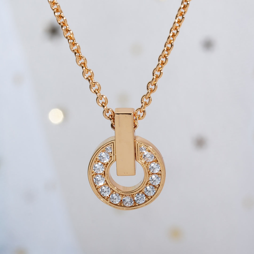 [Clover Jewelrys]GARI NECKLACE PINK GOLD DIAMOND