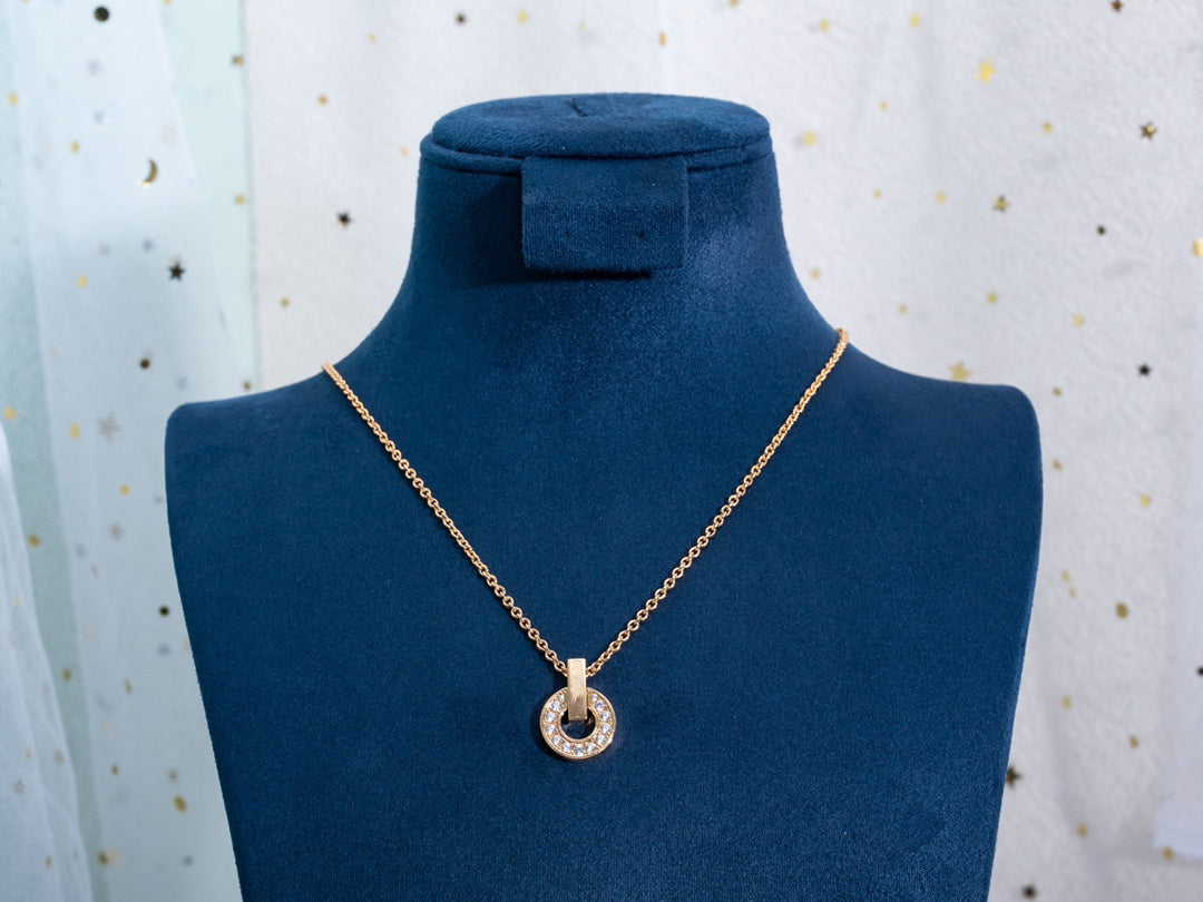 [Clover Jewelrys]GARI NECKLACE PINK GOLD DIAMOND