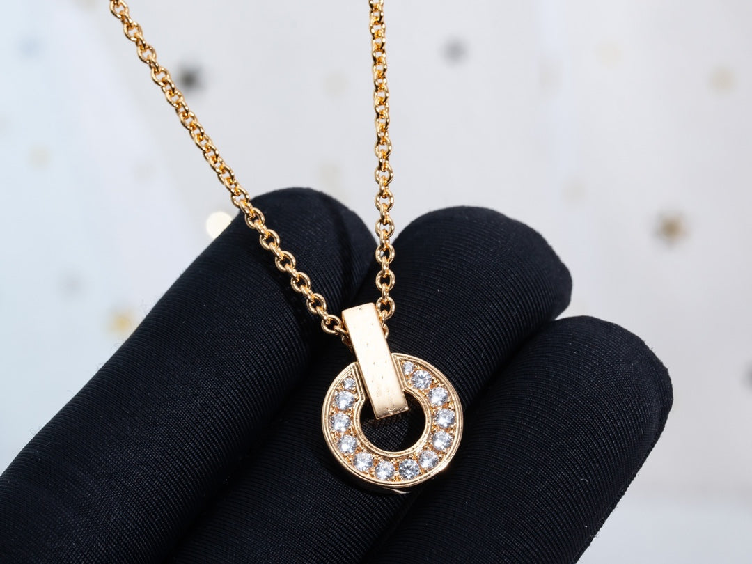 [Clover Jewelrys]GARI NECKLACE PINK GOLD DIAMOND