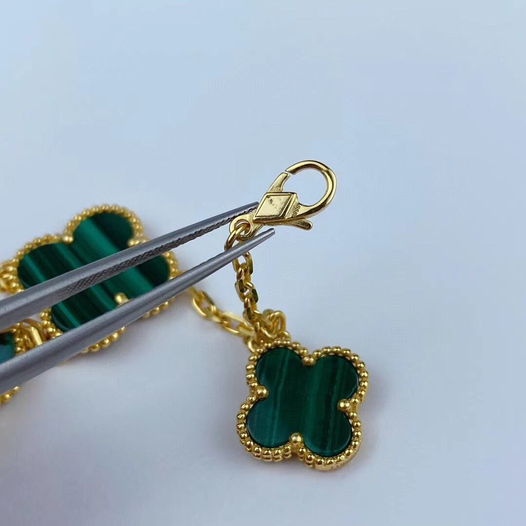 [Clover Jewelrys]MAGIC CLOVER MALACHITE GOLD BRACELET 5 MOTIFS