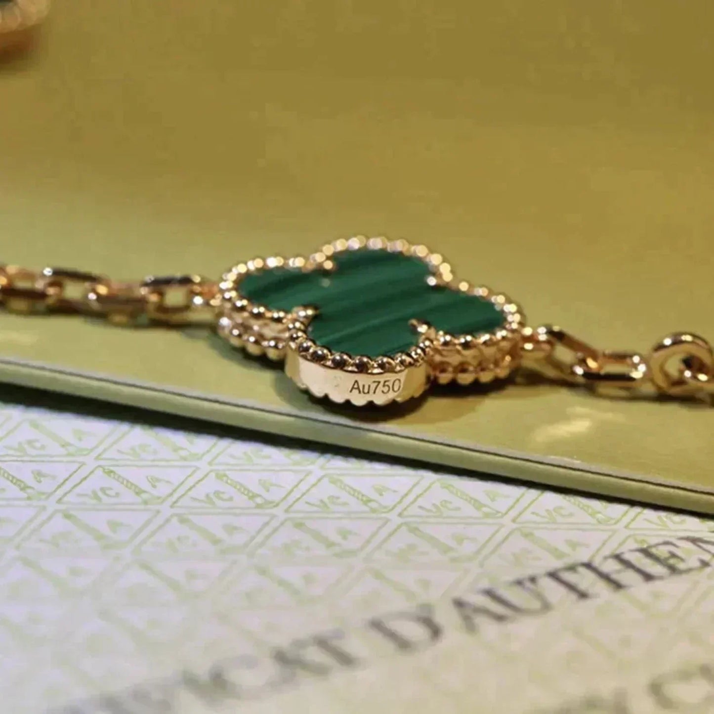 [Clover Jewelrys]CLOVER 5 MOTIFS MALACHITE BRACELET