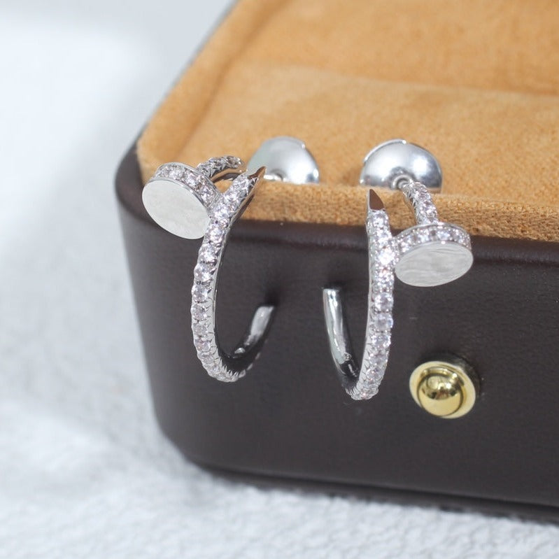 [Clover Jewelrys]JUSTE EARRINGS 12.75MM SILVER DIAMOND