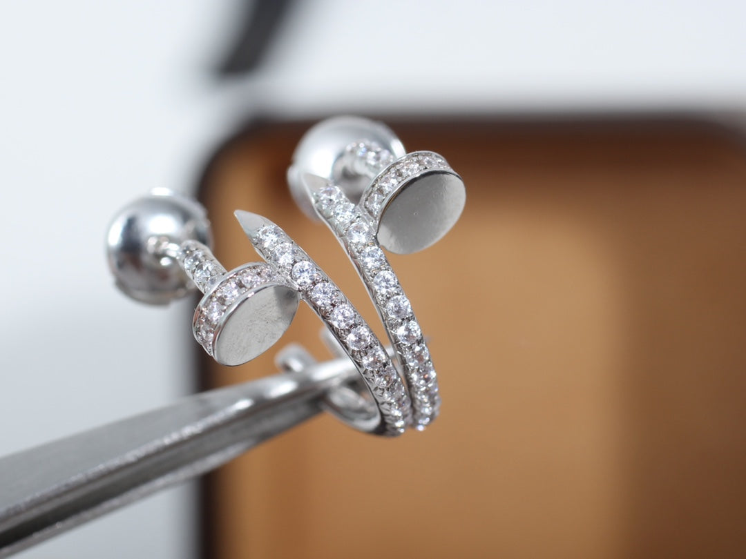 [Clover Jewelrys]JUSTE EARRINGS 12.75MM SILVER DIAMOND