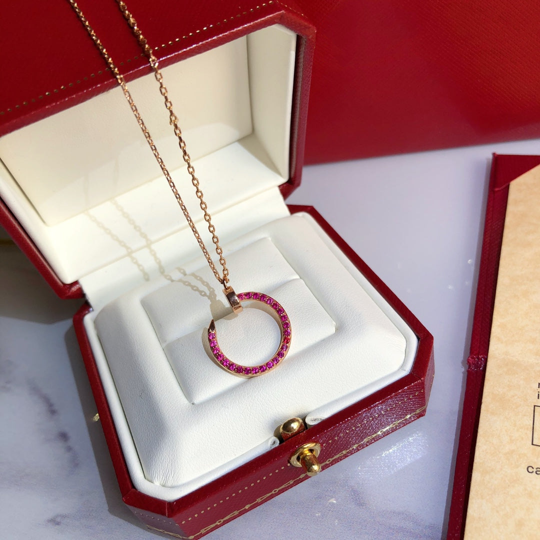 [Clover Jewelrys]JUSTE NECKLACE GOLD RED DIAMONDS