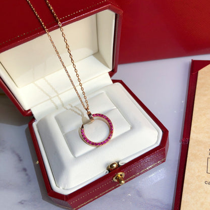 [Clover Jewelrys]JUSTE NECKLACE GOLD RED DIAMONDS