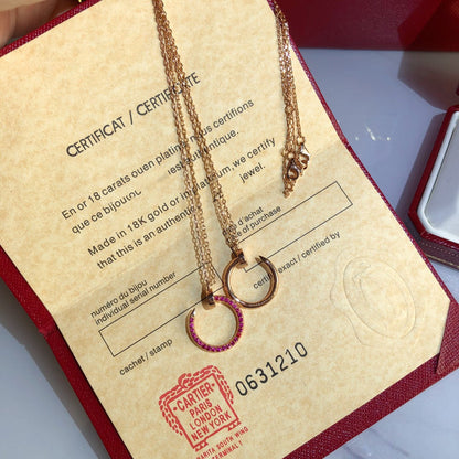 [Clover Jewelrys]JUSTE NECKLACE GOLD RED DIAMONDS