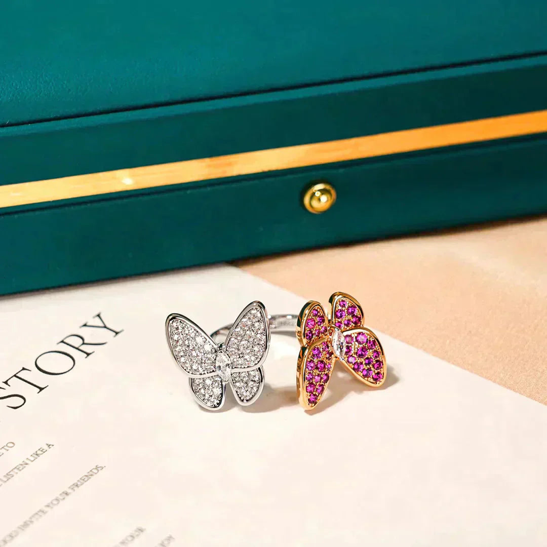 [Clover Jewelrys]TWIN BUTTERFLY DIAMOND RING