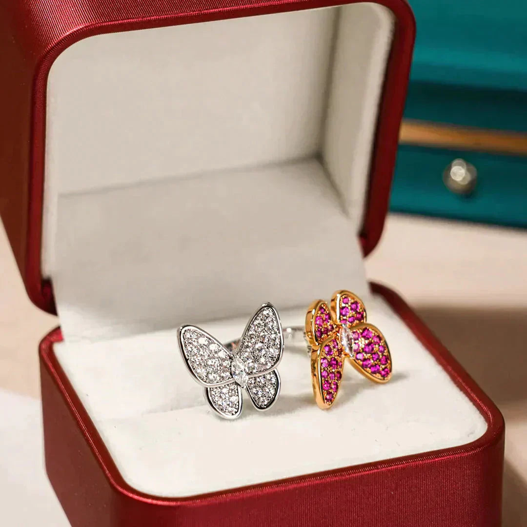 [Clover Jewelrys]TWIN BUTTERFLY DIAMOND RING