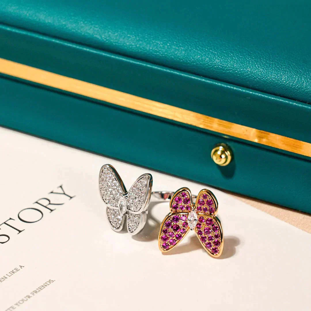 [Clover Jewelrys]TWIN BUTTERFLY DIAMOND RING