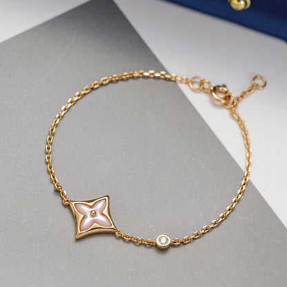 [Clover Jewelrys]STAR 1 DIAMOND PINK GOLD BRACELET