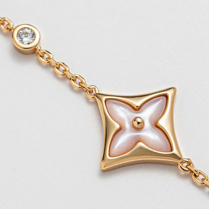 [Clover Jewelrys]STAR 1 DIAMOND PINK GOLD BRACELET