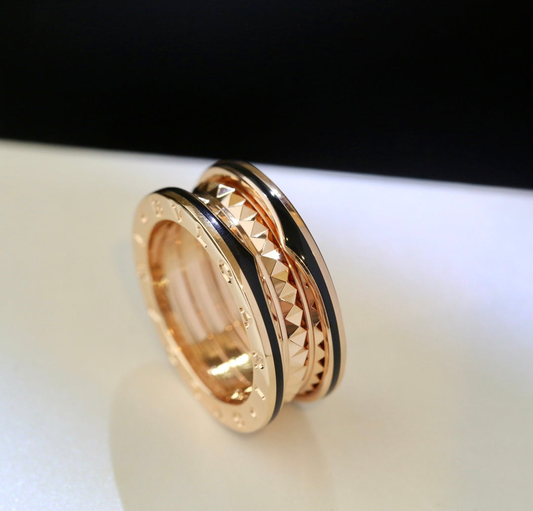 [Clover Jewelrys]ZERO 1 GOLD BLACK CERAMIC RING