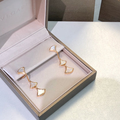 [Clover Jewelrys]DREAM EARRINGS 3 MOTIFS DIAMOND MOP PINK GOLD