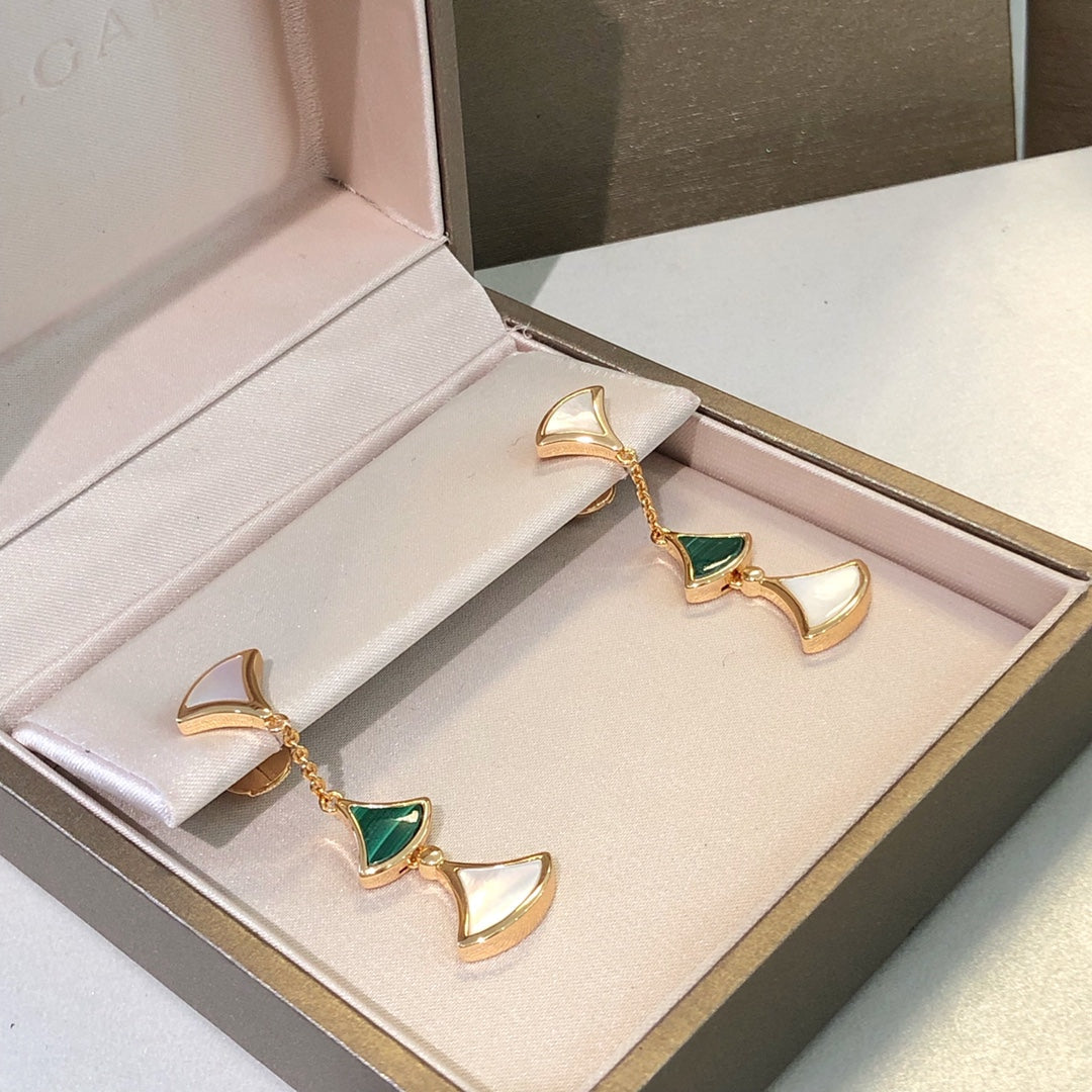 [Clover Jewelrys]DREAM EARRINGS 3 MOTIFS MALACHITE MOP PINK GOLD