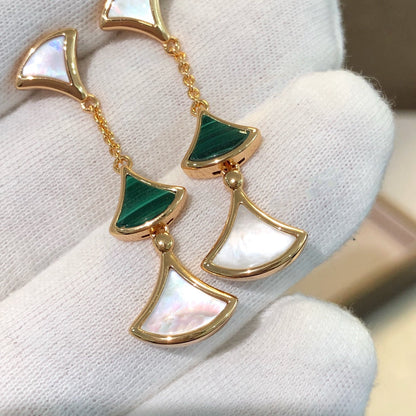 [Clover Jewelrys]DREAM EARRINGS 3 MOTIFS MALACHITE MOP PINK GOLD