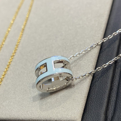 [Clover Jewelrys]POP H LIGHT BLUE NECKLACE