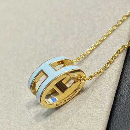 [Clover Jewelrys]POP H LIGHT BLUE NECKLACE