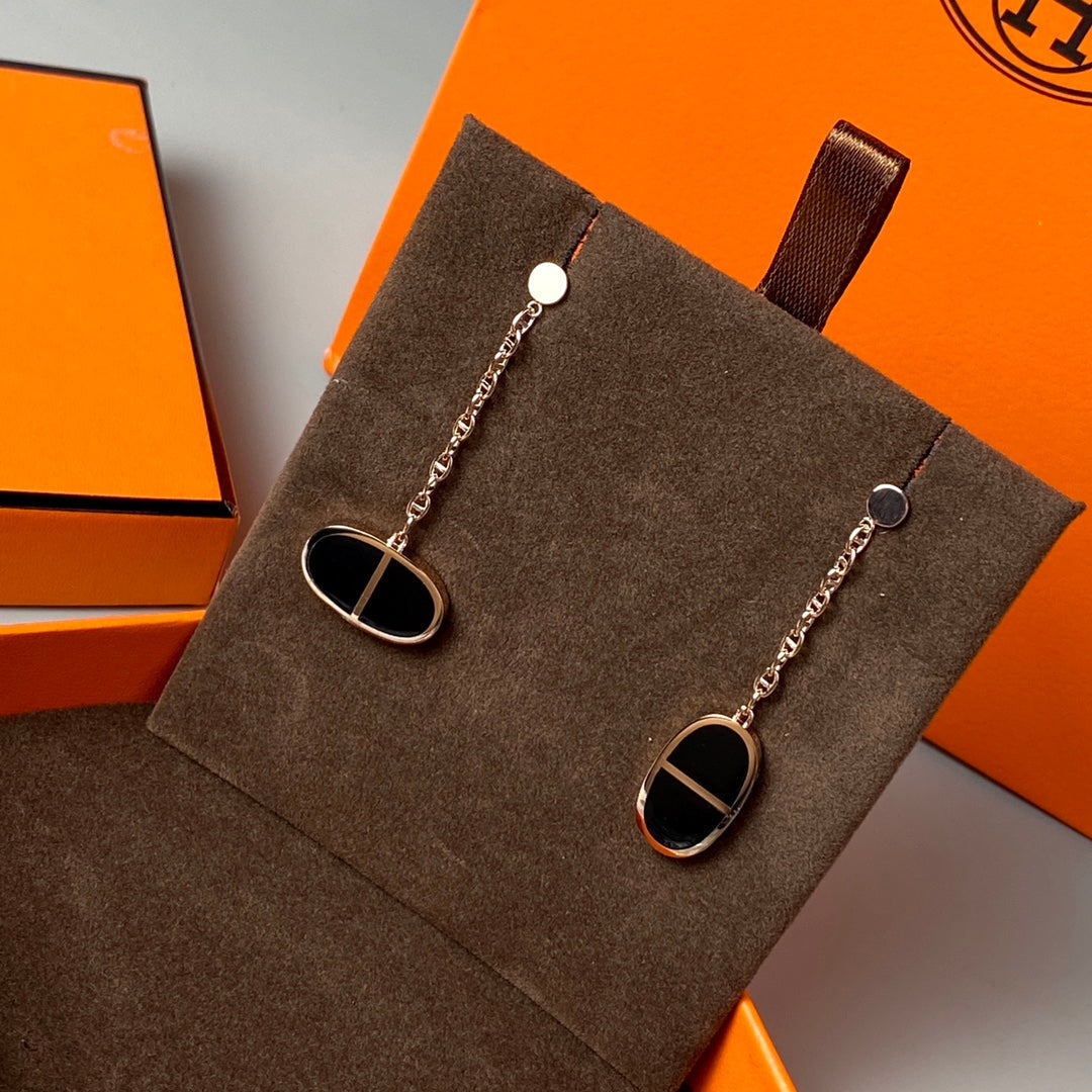 [Clover Jewelrys]CHAINE VERSO BLACK CERAMIC EARRINGS