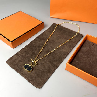 [Clover Jewelrys]CHAINE VERSO BLACK CERAMIC NECKLACE