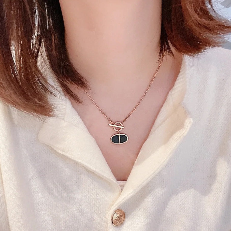 [Clover Jewelrys]CHAINE VERSO BLACK CERAMIC NECKLACE