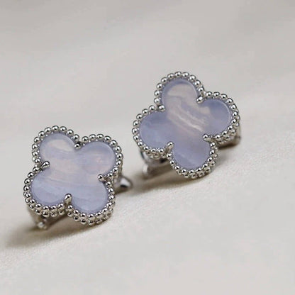 [Clover Jewelrys]CLOVER MEDIUM 1 MOTIFS  WHITE MOP EARRINGS SILVER