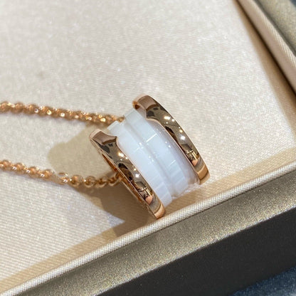 [Clover Jewelrys]ZERO 1 WHITE CERAMIC PINK GOLD NECKLACE