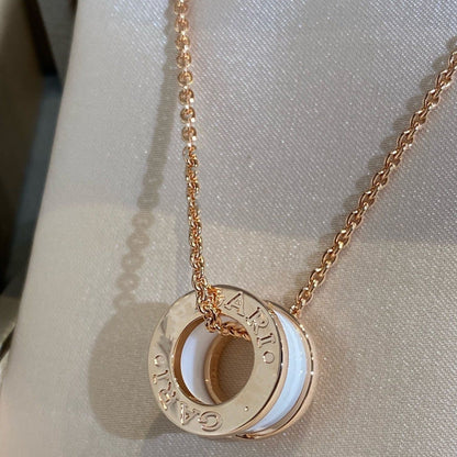 [Clover Jewelrys]ZERO 1 WHITE CERAMIC PINK GOLD NECKLACE