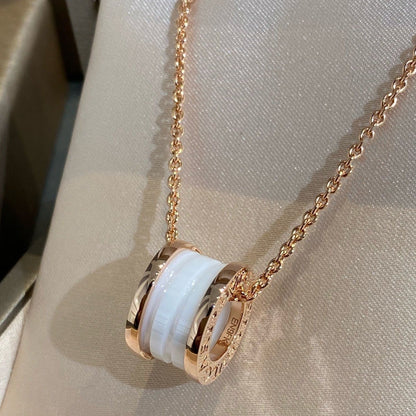 [Clover Jewelrys]ZERO 1 WHITE CERAMIC PINK GOLD NECKLACE