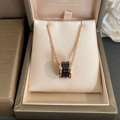 [Clover Jewelrys]ZERO 1 BLACK CERAMIC PINK GOLD NECKLACE