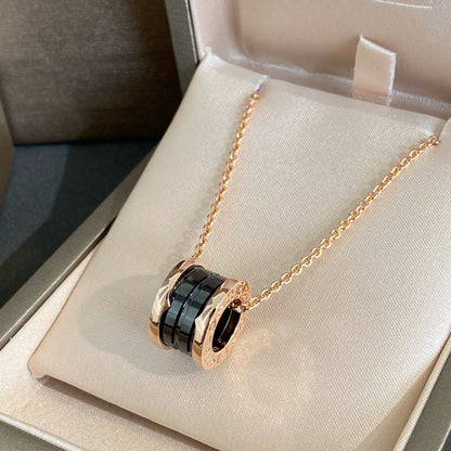 [Clover Jewelrys]ZERO 1 BLACK CERAMIC PINK GOLD NECKLACE