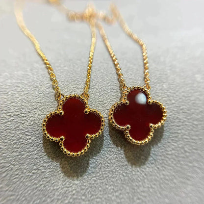 [Clover Jewelrys]CLOVER 15MM CARNELIAN SINGLE FLOWER NECKLACE