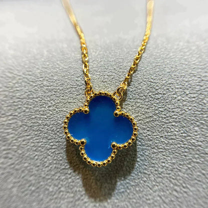 [Clover Jewelrys]CLOVER 15MM BLUE AGATE NECKLACE