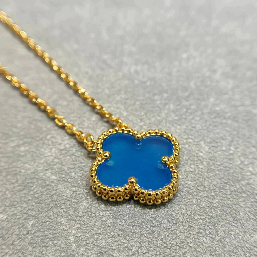 [Clover Jewelrys]CLOVER 15MM BLUE AGATE NECKLACE