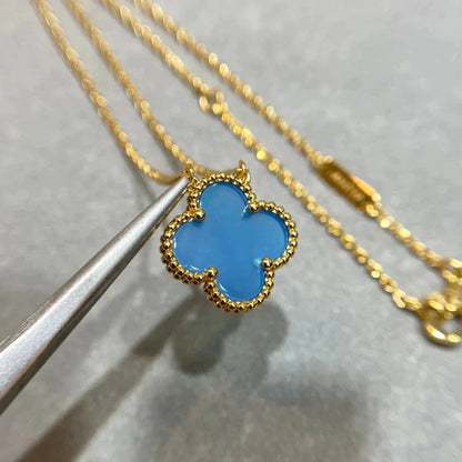 [Clover Jewelrys]CLOVER 15MM BLUE AGATE NECKLACE