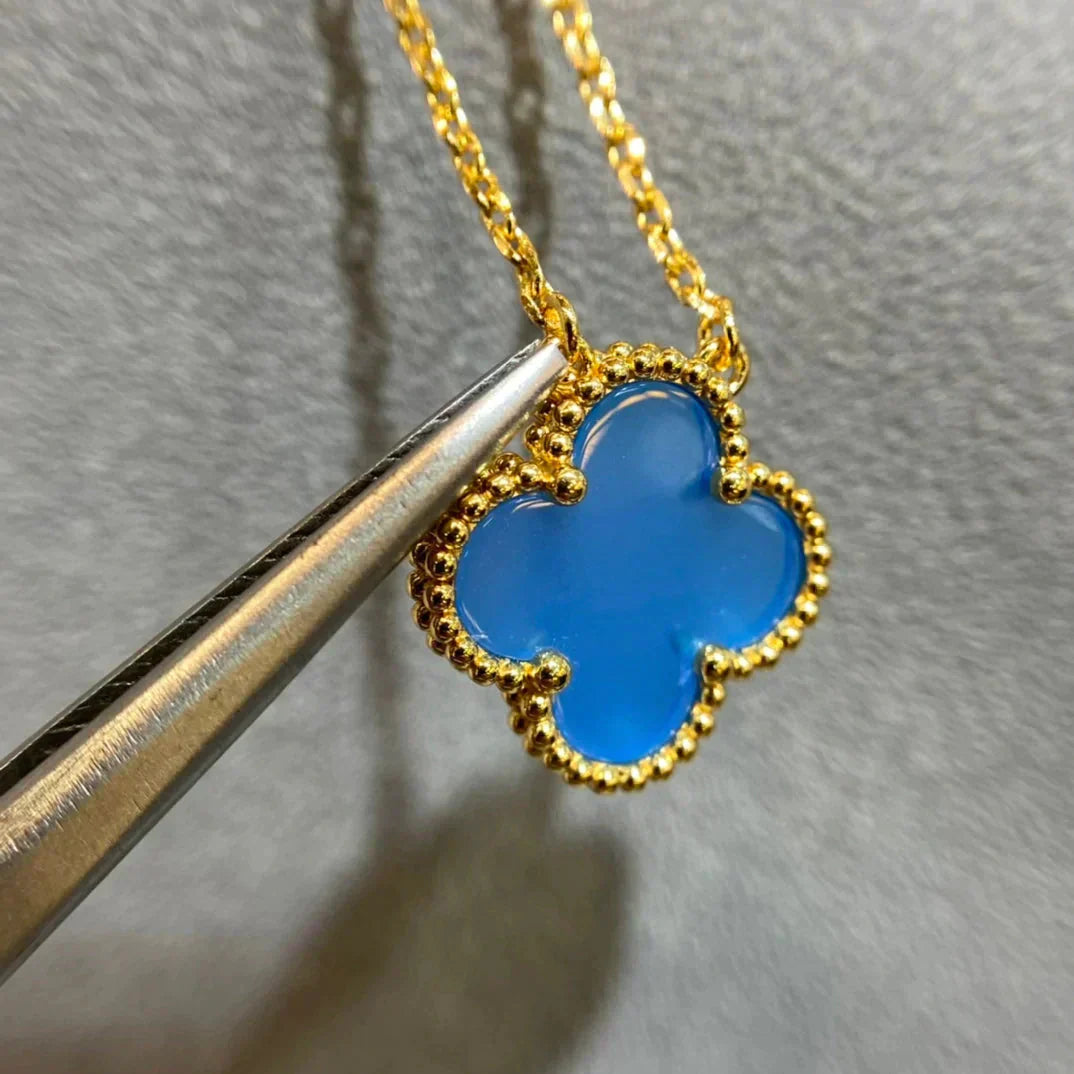 [Clover Jewelrys]CLOVER 15MM BLUE AGATE NECKLACE