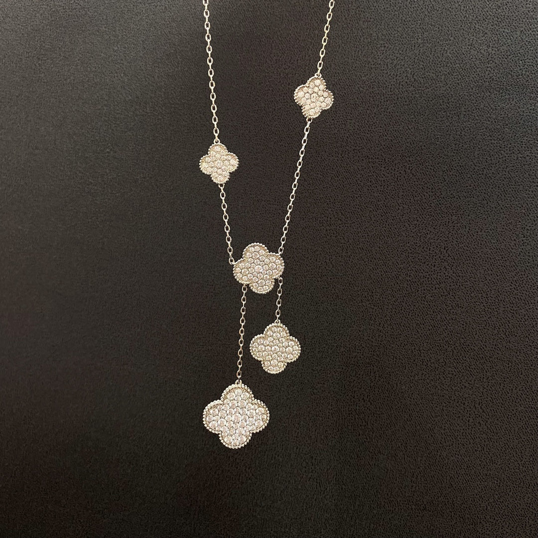 [Clover Jewelrys]CLOVER 5 MOTIFS SILVER DIAMONDS NECKLACE