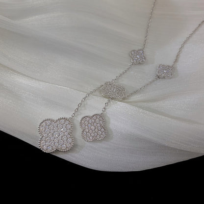 [Clover Jewelrys]CLOVER 5 MOTIFS SILVER DIAMONDS NECKLACE