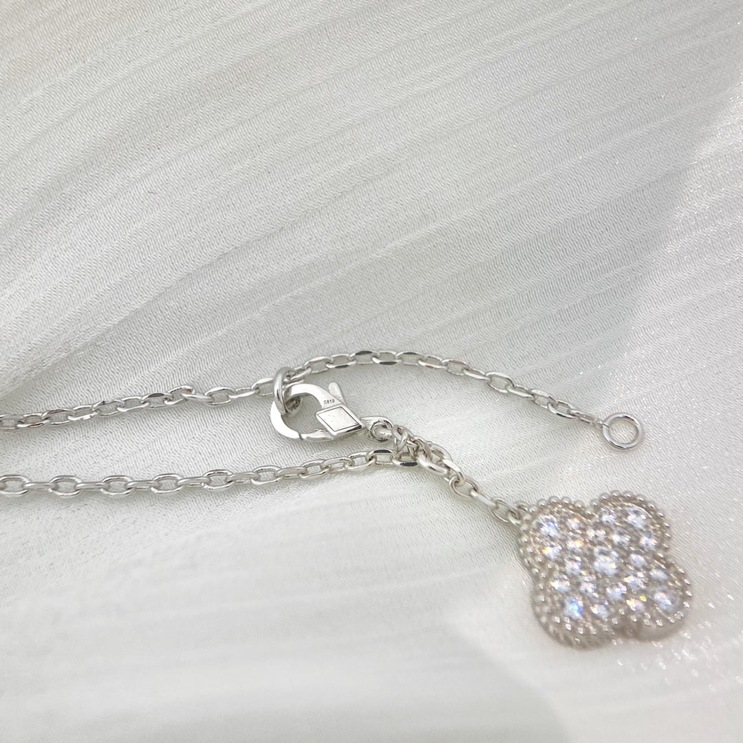 [Clover Jewelrys]CLOVER 5 MOTIFS SILVER DIAMONDS NECKLACE