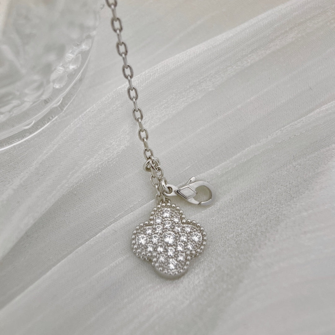 [Clover Jewelrys]CLOVER 5 MOTIFS SILVER DIAMONDS NECKLACE