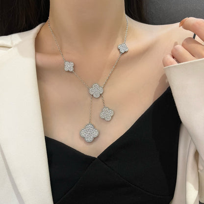 [Clover Jewelrys]CLOVER 5 MOTIFS SILVER DIAMONDS NECKLACE