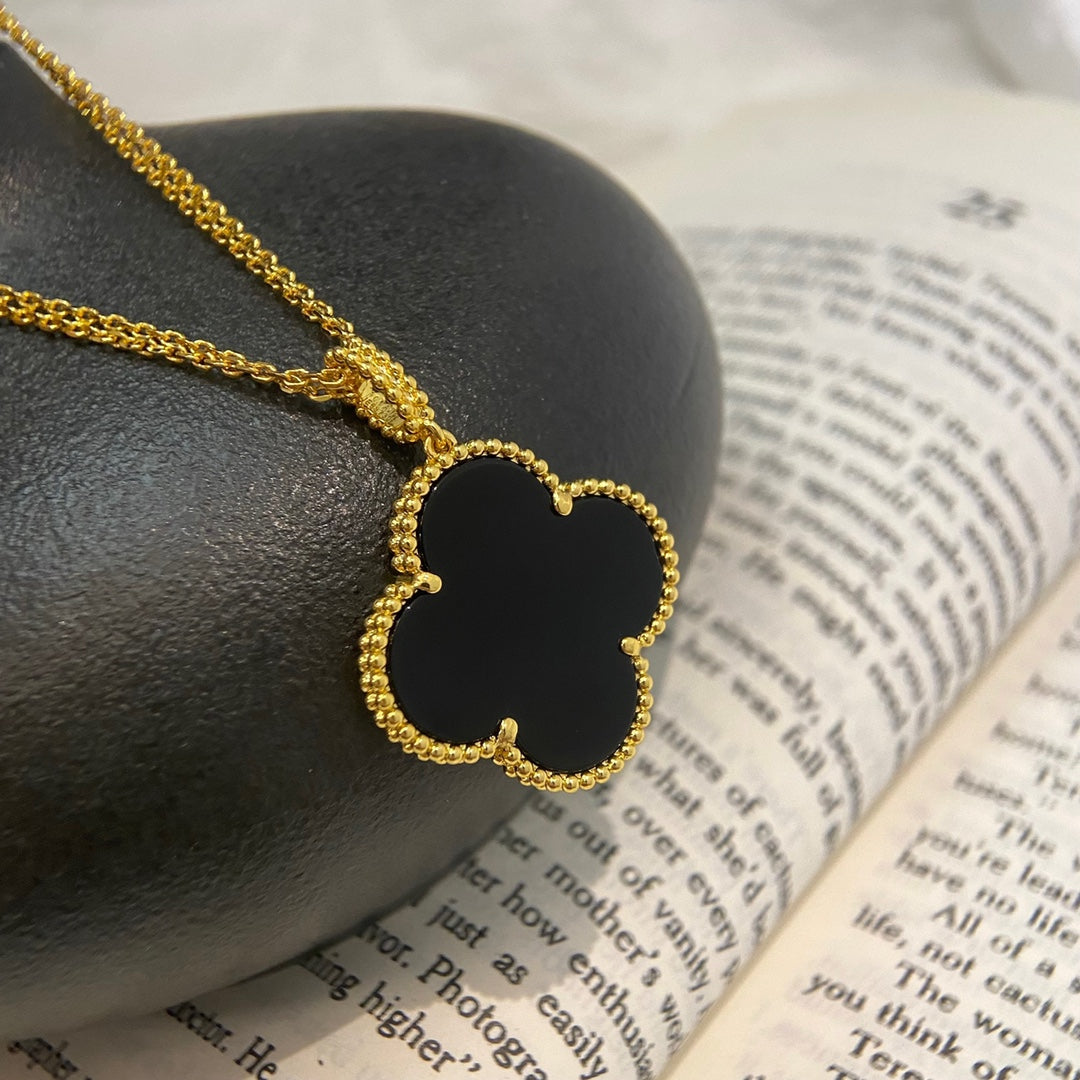 [Clover Jewelrys]CLOVER 25MM NECKLACE GOLD ONYX