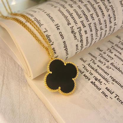 [Clover Jewelrys]CLOVER 25MM NECKLACE GOLD ONYX