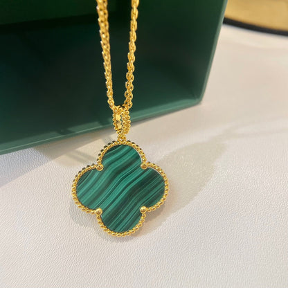 [Clover Jewelrys]CLOVER 25MM MALACHITE GOLD NECKLACE