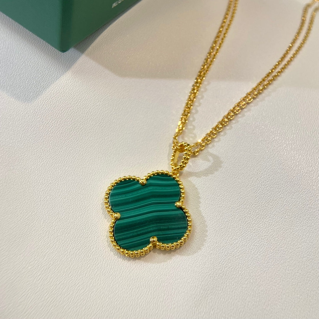 [Clover Jewelrys]CLOVER 25MM MALACHITE GOLD NECKLACE