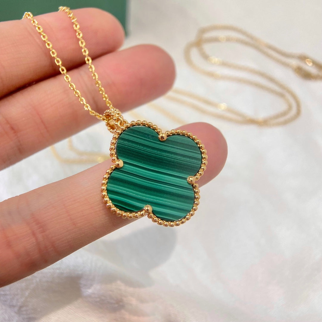 [Clover Jewelrys]CLOVER 25MM MALACHITE GOLD NECKLACE