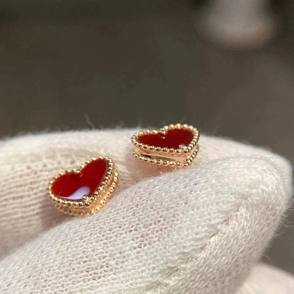 [Clover Jewelrys]HEART CARNELIAN STUD EARRINGS