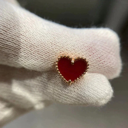 [Clover Jewelrys]HEART CARNELIAN STUD EARRINGS