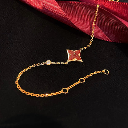 [Clover Jewelrys]COLOR STAR CARNELIAN PINK GOLD DIAMOND BRACELET