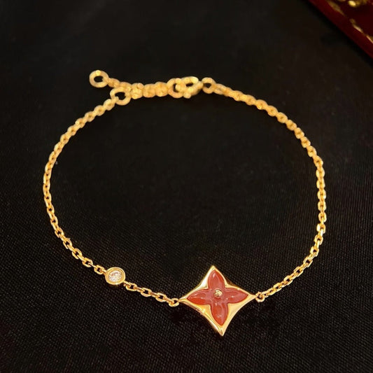 [Clover Jewelrys]COLOR STAR CARNELIAN PINK GOLD DIAMOND BRACELET